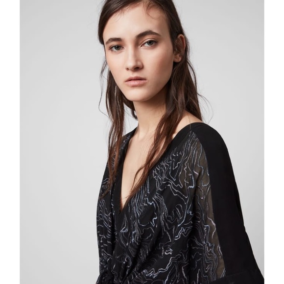 NWT All Saints Isme Palmer Dress in Oil Black - Picture 4 of 13